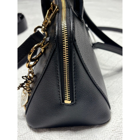 NWT Karl Lagerfeld Black Leather Shoulder & Crossbody w/Gold Tone Bag Charm - Picture 9 of 13